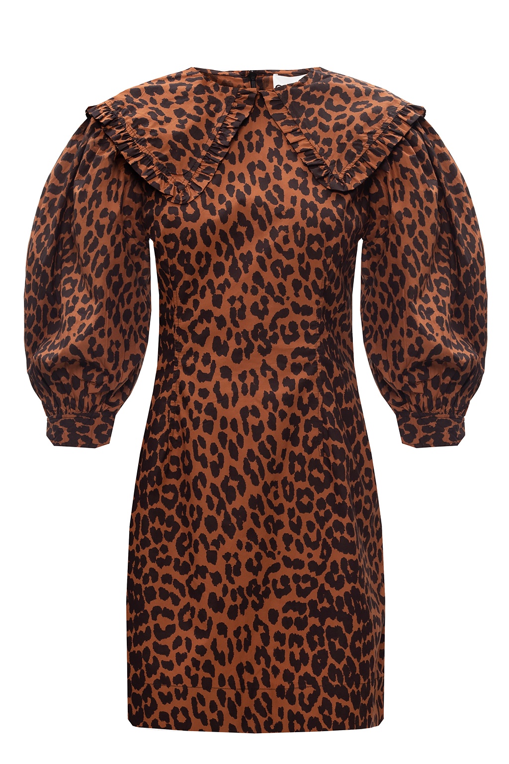 ganni leopard puff sleeve dress